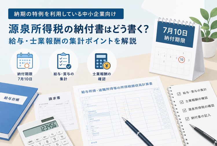 源泉所得税の納付書はどう書く？納期の特例で給与・士業報酬を集計するときの確認ポイント